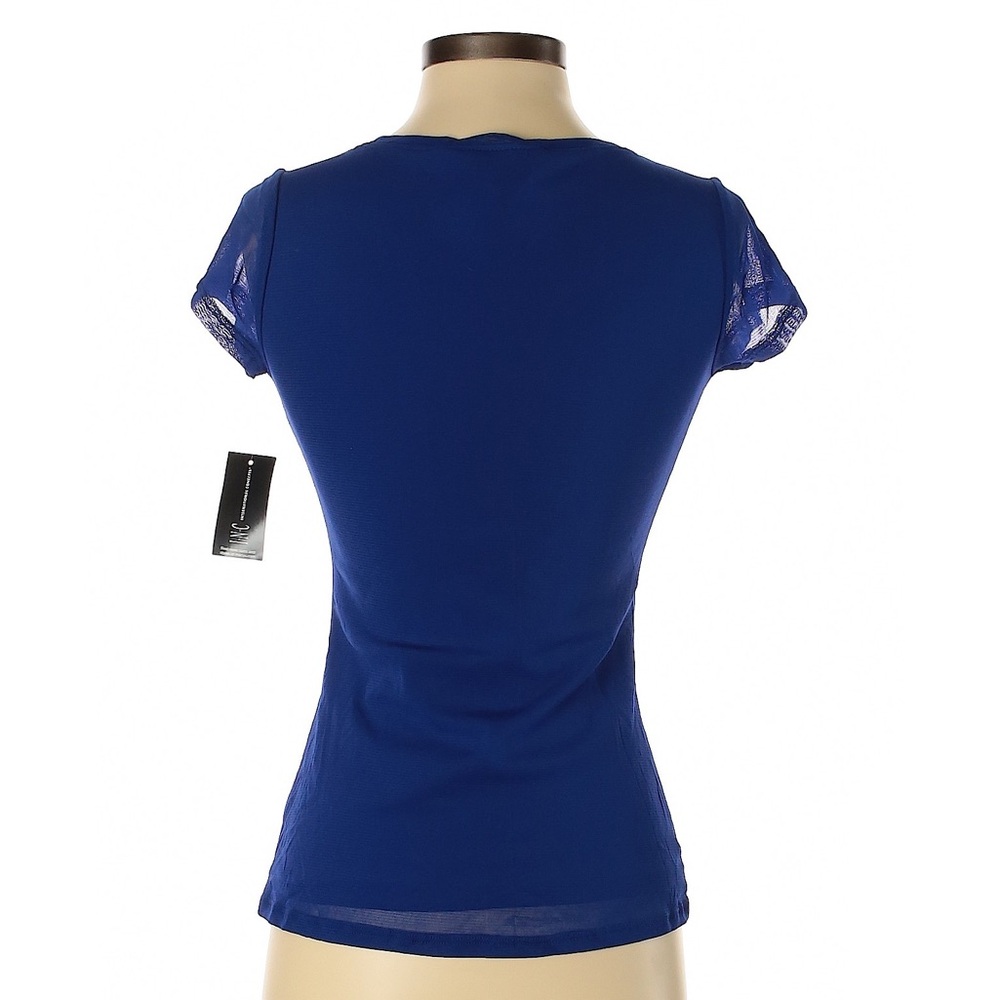 INC Royal Blue Top with Sheer Embroidered Overlay - Picture 3 of 6